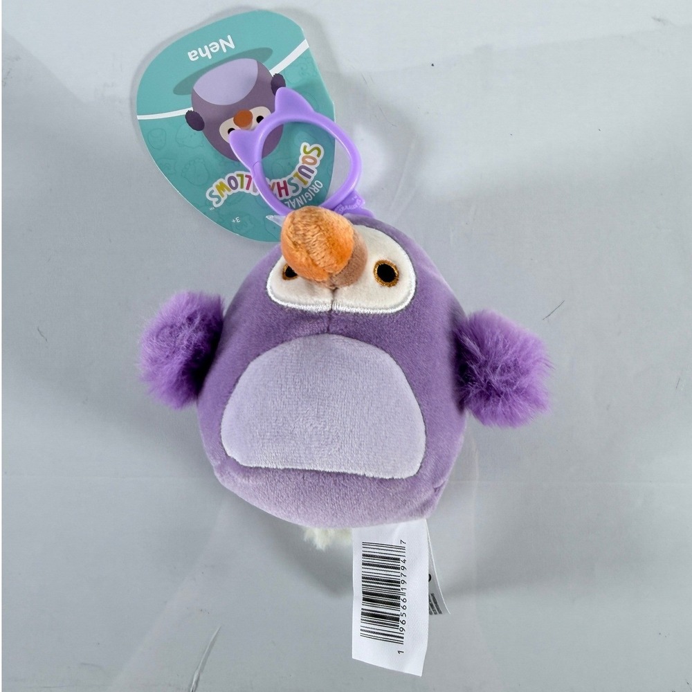 Original Squishmallows‎ Neha the Dodo Bird Plush Clip Key Chain Purple Jazwares